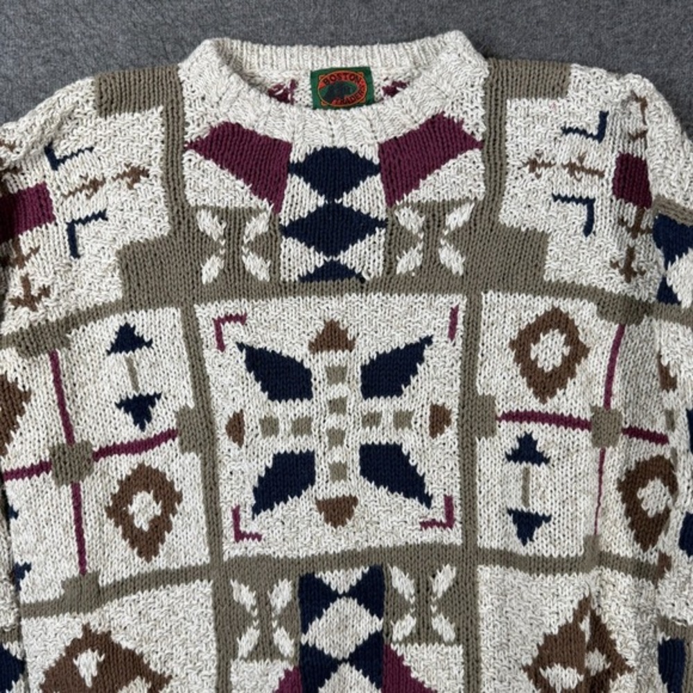 Vintage Boston Traders Sweater Men‎ XL Geometric Print Ramie Cotton - Picture 2 of 8